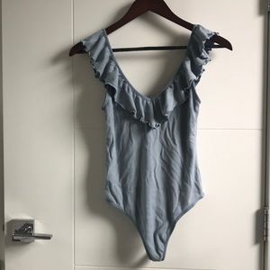 ruffled v-neck bodysuit